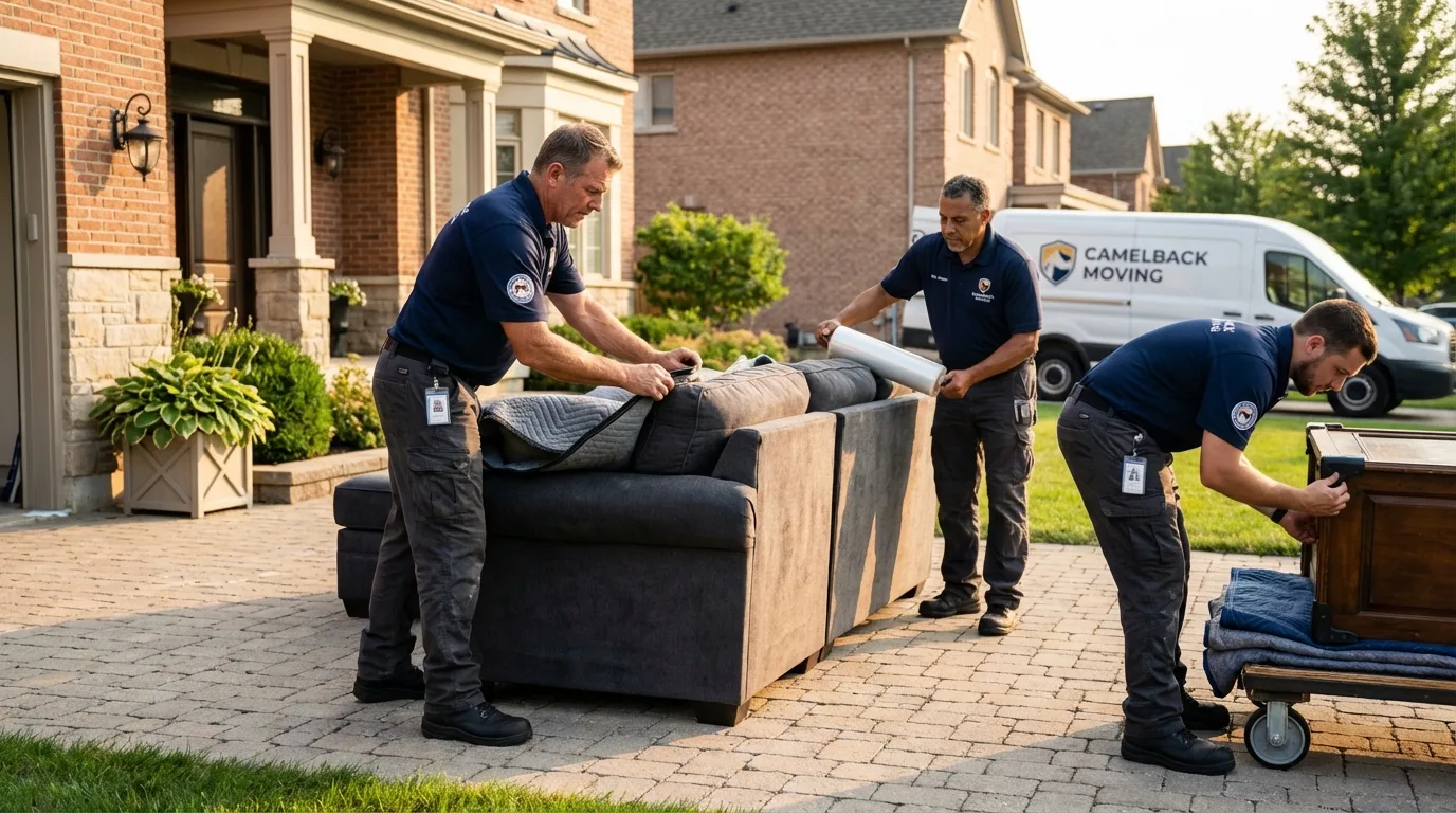 Large estate moving crew wrapping furniture in Kaukauna, WI